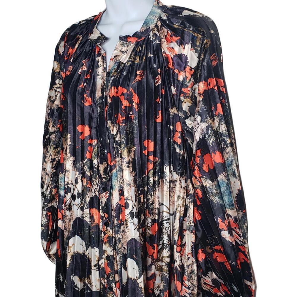 2XTremz Women's Sz XS All Over Print Pleated Detail A-line Maxi Dress (1808) - Picture 5 of 6